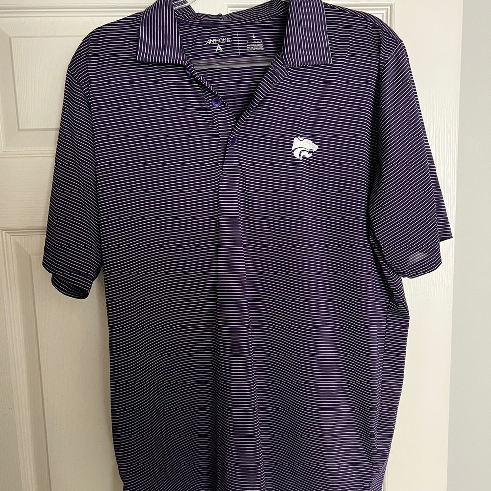 Antigua Purple and White Striped Polo Shirt